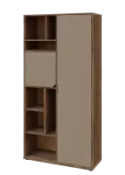 KSR6-83 P skříň šatní, 1x výsuvné ramínko, dvířka, niky, 2053x1022x400 mm, provedení pravé, dub hali